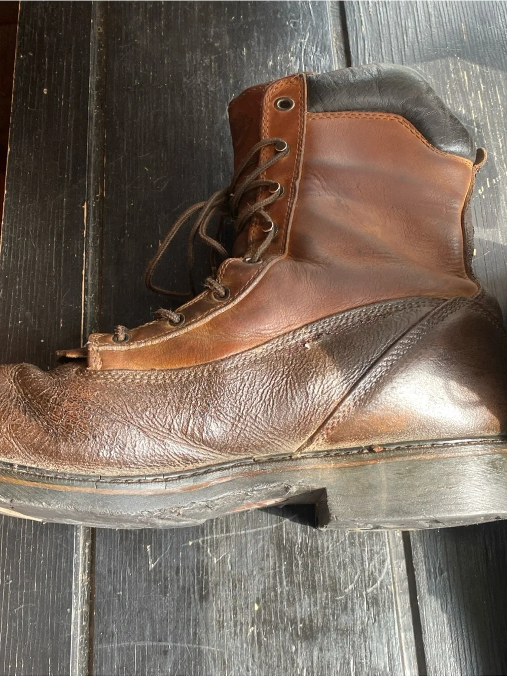 Justin Boots Brown Leather Lace-Up Work Boots
